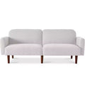 Divano letto futon convertibile curvo, in tessuto bouclé, con schienale sdoppiato