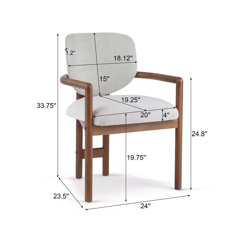 Modern Rubberwood Upholstered Dining Chairs (Set of 2)