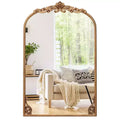Costway 30 x 20/36 x 24/38 x 26 Gold Traditional Vintage Ornate Baroque Arched Mirror for Wall with Metal Frame