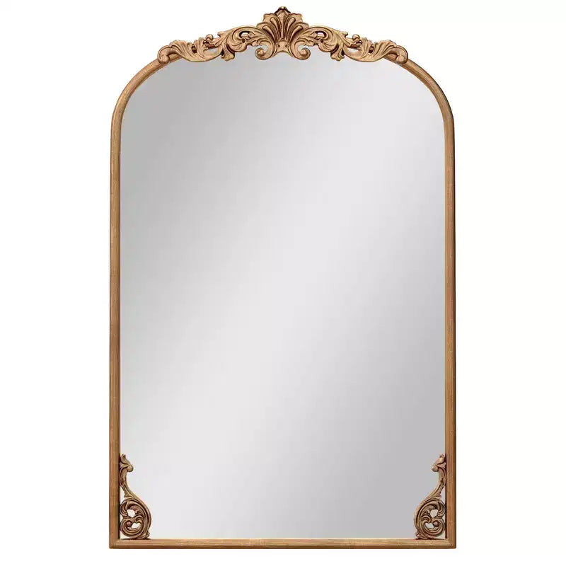 Specchio da parete ad arco barocco dorato con cornice in resina decorata – Diverse misure
