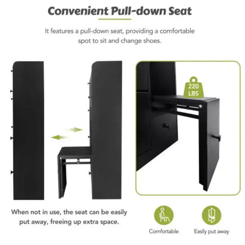 3-Drawer Flip Shoe Cabinet with Pull-Down Seat – Freestanding Entryway Hallway Rack