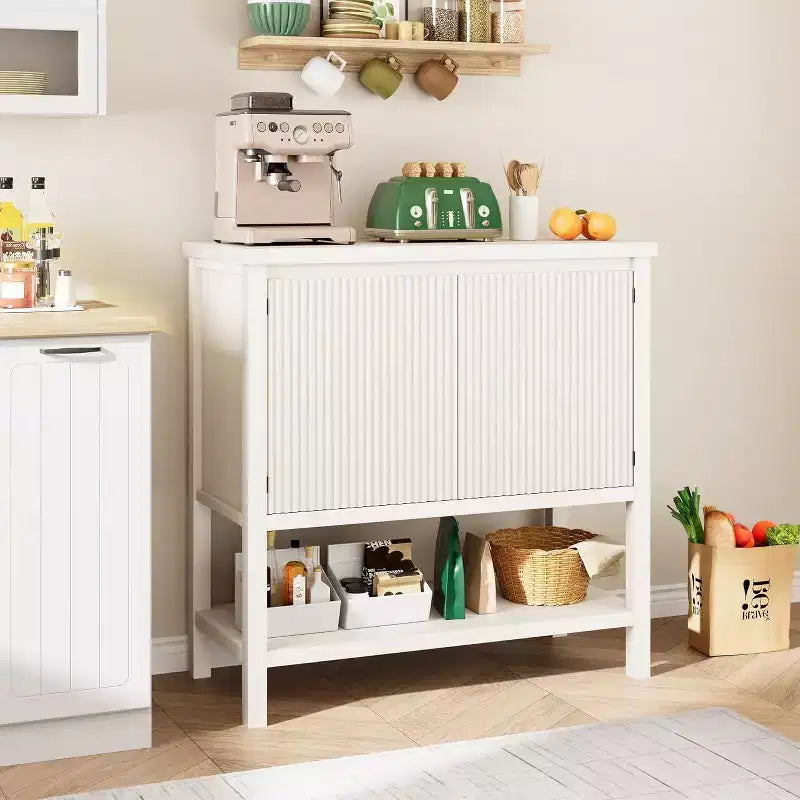Console Table with 2-Door Storage and Bottom Shelf