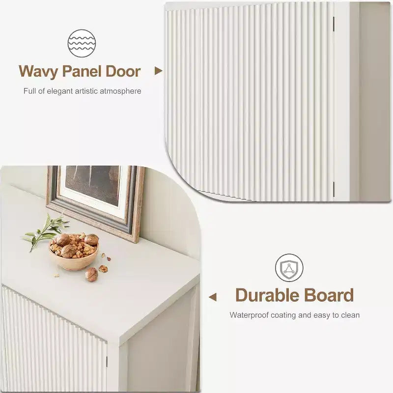 Console Table with 2-Door Storage and Bottom Shelf