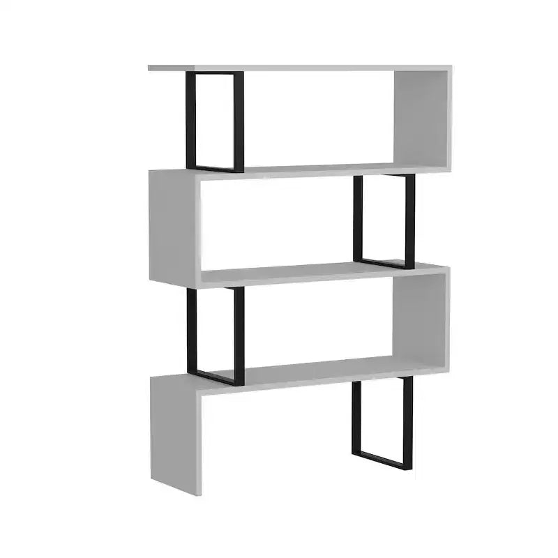 Geometric Wood and Metal Bookcase