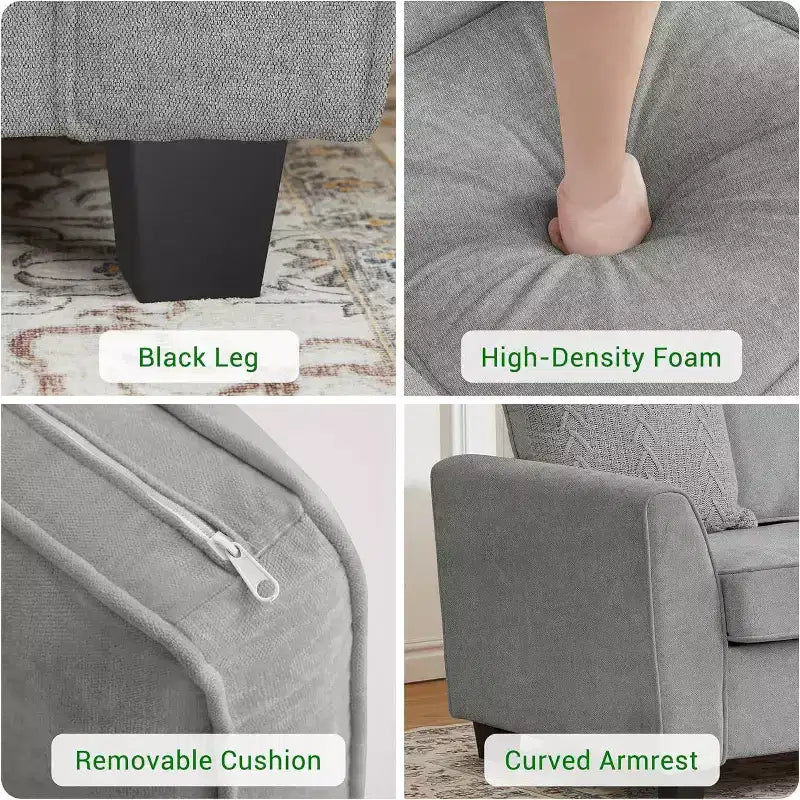 83-Inch 3-Seater Sofa with Chenille Upholstery