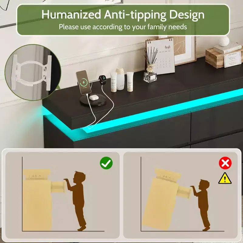 6-Drawer Dresser with Sliding Top