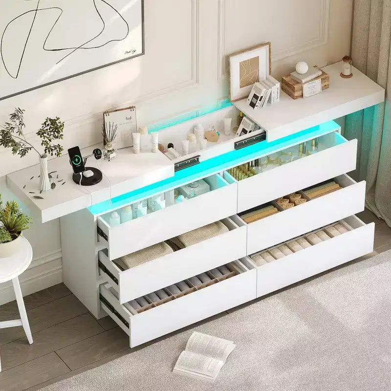6-Drawer Dresser with Sliding Top