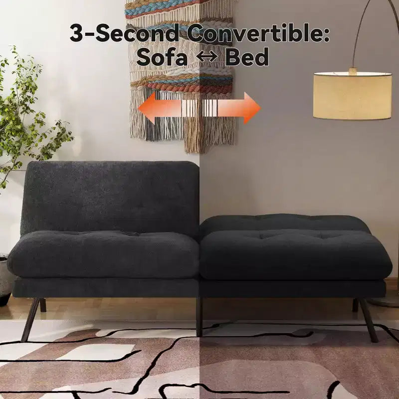 Divano Letto Futon Convertibile da 183 cm con Schienale Regolabile e Rivestimenti Lavabili