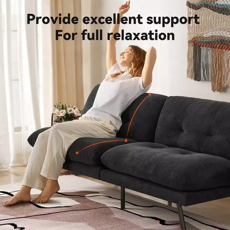 Divano Letto Futon Convertibile da 183 cm con Schienale Regolabile e Rivestimenti Lavabili