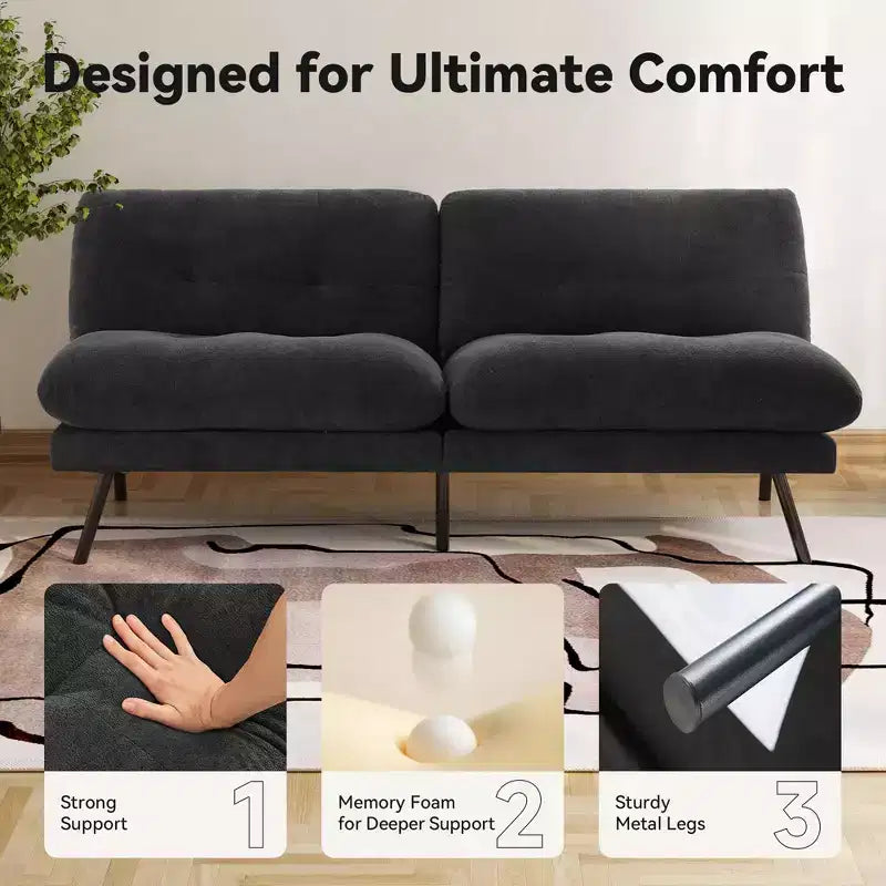 Divano Letto Futon Convertibile da 183 cm con Schienale Regolabile e Rivestimenti Lavabili