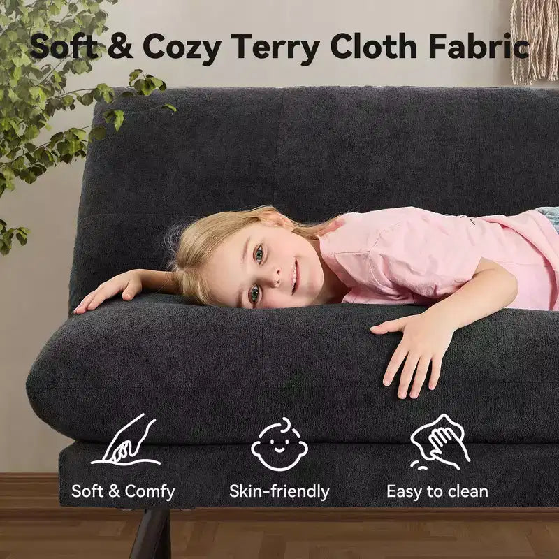 Divano Letto Futon Convertibile da 183 cm con Schienale Regolabile e Rivestimenti Lavabili