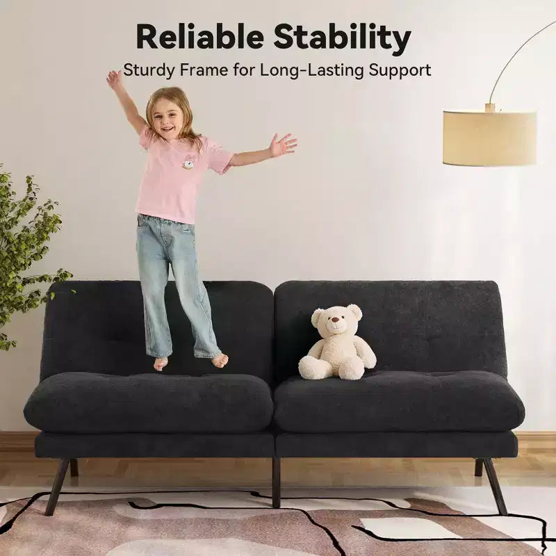 Divano Letto Futon Convertibile da 183 cm con Schienale Regolabile e Rivestimenti Lavabili