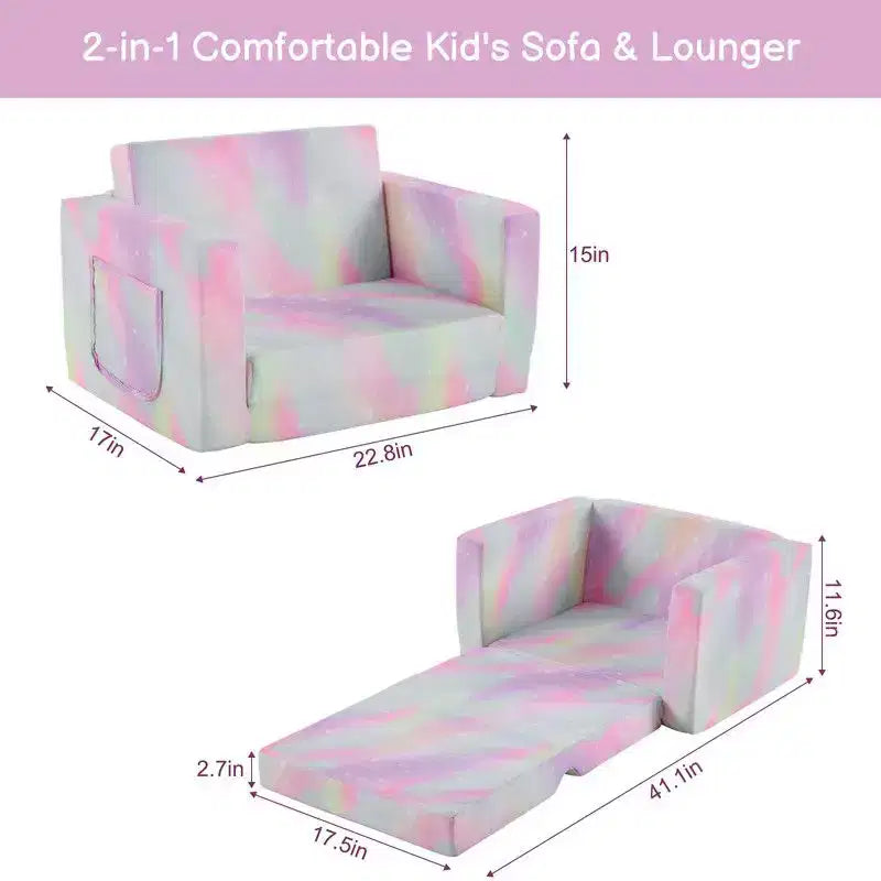 Kids Folding Sofa Bed with Full Sponge Cushion