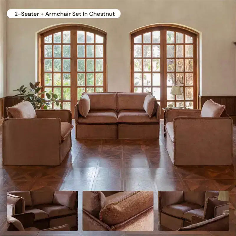 Divano sezionale a U modulare lavabile a 6 posti con pouf, cuscino sagomato e cuscini di seduta in memory foam