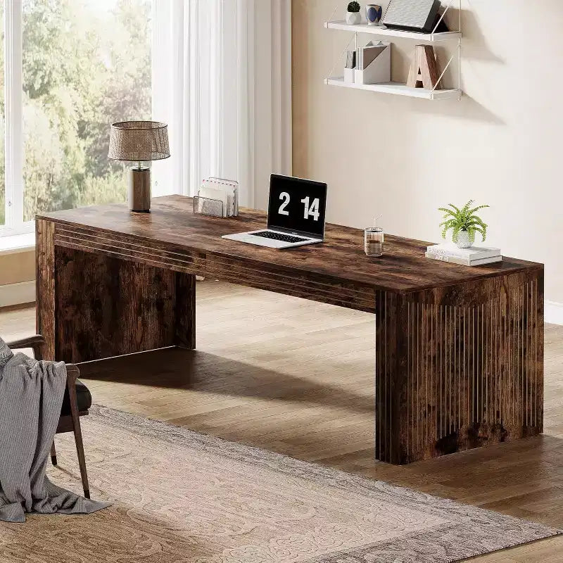 Scrivania extra lunga da 200 cm per due persone, con piano in MDF e telaio in metallo