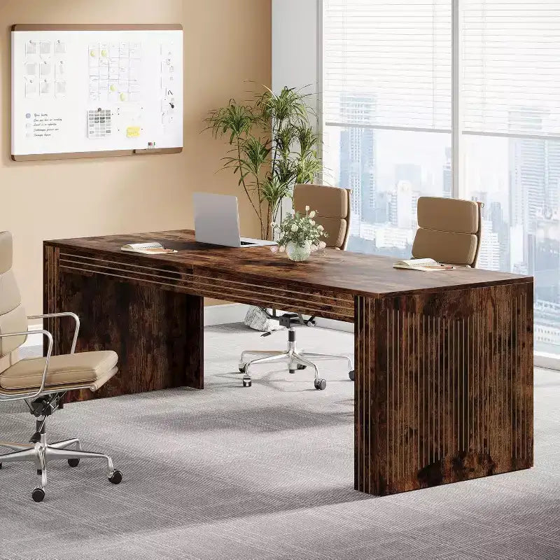 Scrivania extra lunga da 200 cm per due persone, con piano in MDF e telaio in metallo