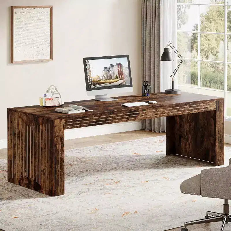 Scrivania extra lunga da 200 cm per due persone, con piano in MDF e telaio in metallo