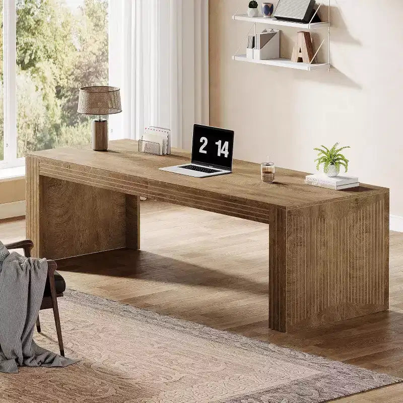 Scrivania extra lunga da 200 cm per due persone, con piano in MDF e telaio in metallo