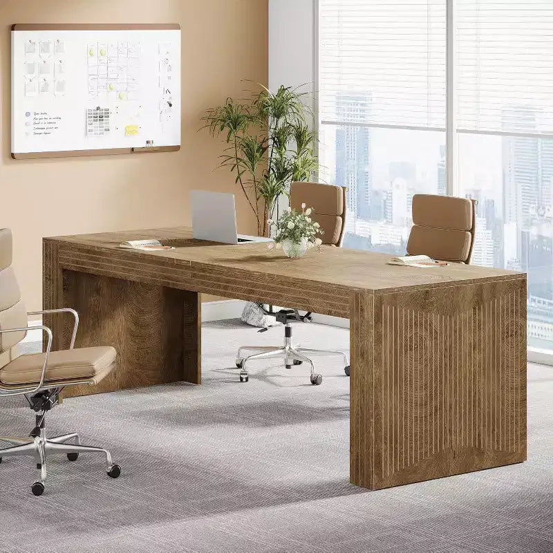 Scrivania extra lunga da 200 cm per due persone, con piano in MDF e telaio in metallo