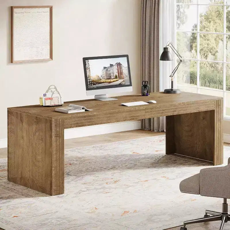 Scrivania extra lunga da 200 cm per due persone, con piano in MDF e telaio in metallo