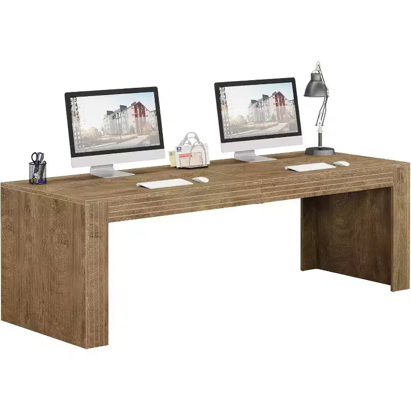 Scrivania extra lunga da 200 cm per due persone, con piano in MDF e telaio in metallo