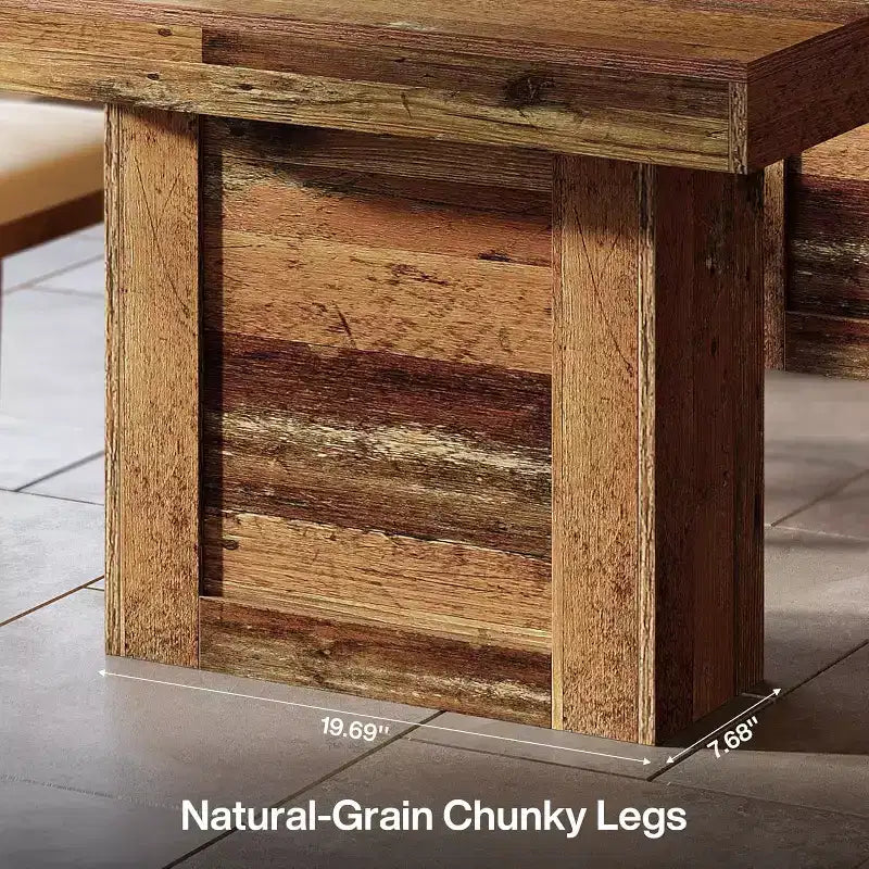 63-Inch Round Farmhouse Dining Table with Heavy-Duty Legs, Seats 4–6, Rustic Brown