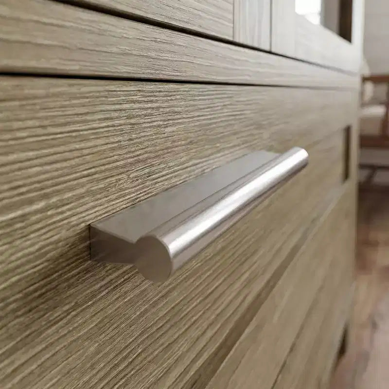Dispensa da Cucina da 63W con Ante Scorrevoli in Vetro e 2 Cassetti, Credenza Alta per Sala da Pranzo