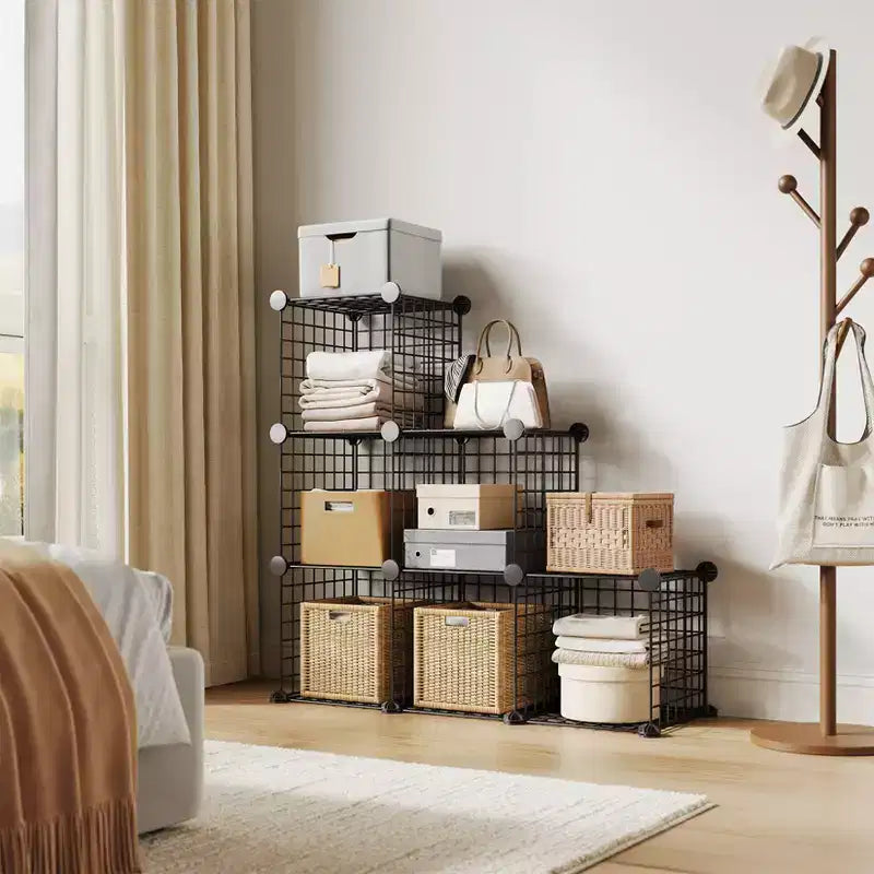 6-Cube Wire Grid Storage Organizer