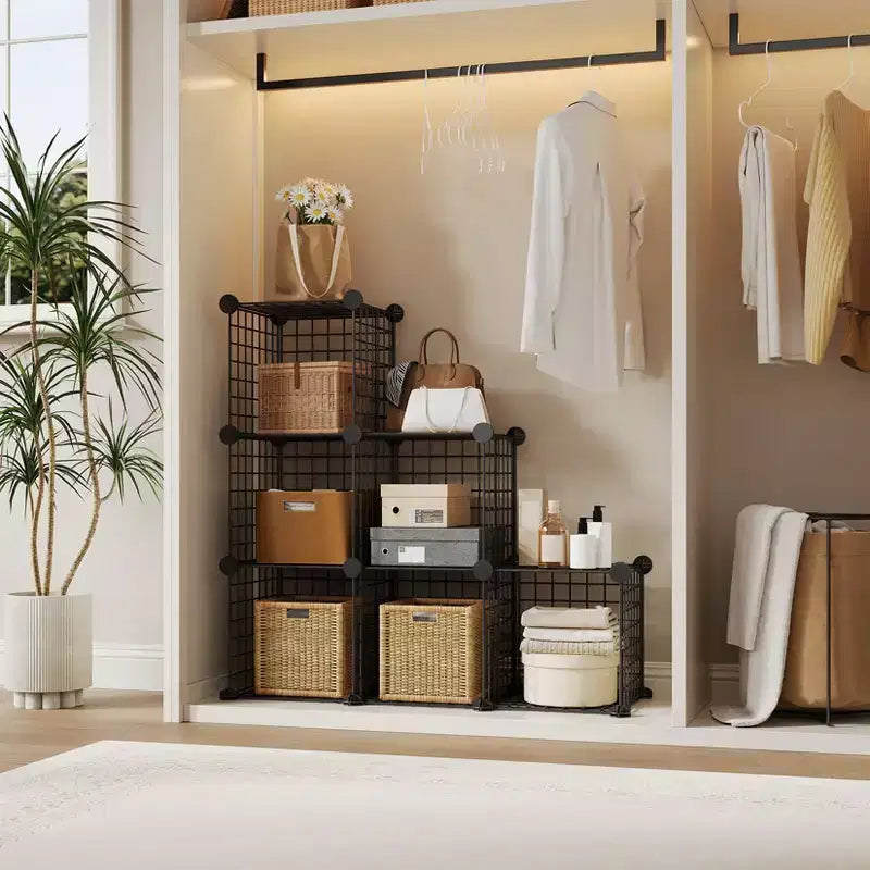 6-Cube Wire Grid Storage Organizer