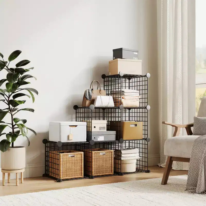 6-Cube Wire Grid Storage Organizer