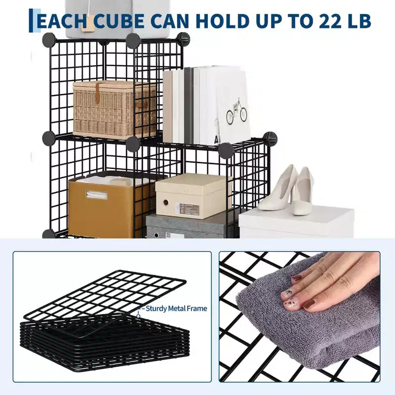 6-Cube Wire Grid Storage Organizer