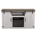 Electric Fireplace Saw Cut TV Stand for TVs up to 60": Home Essentials, Barn Door Console, Cable Management