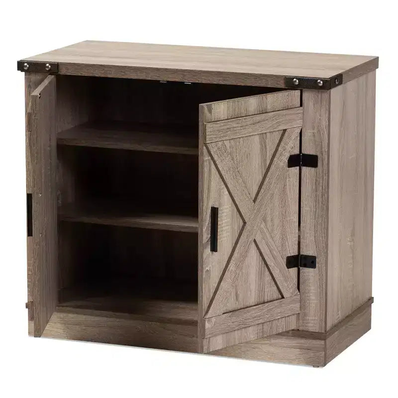 Scarpiera a 2 ante in legno stile rustico, rovere marrone