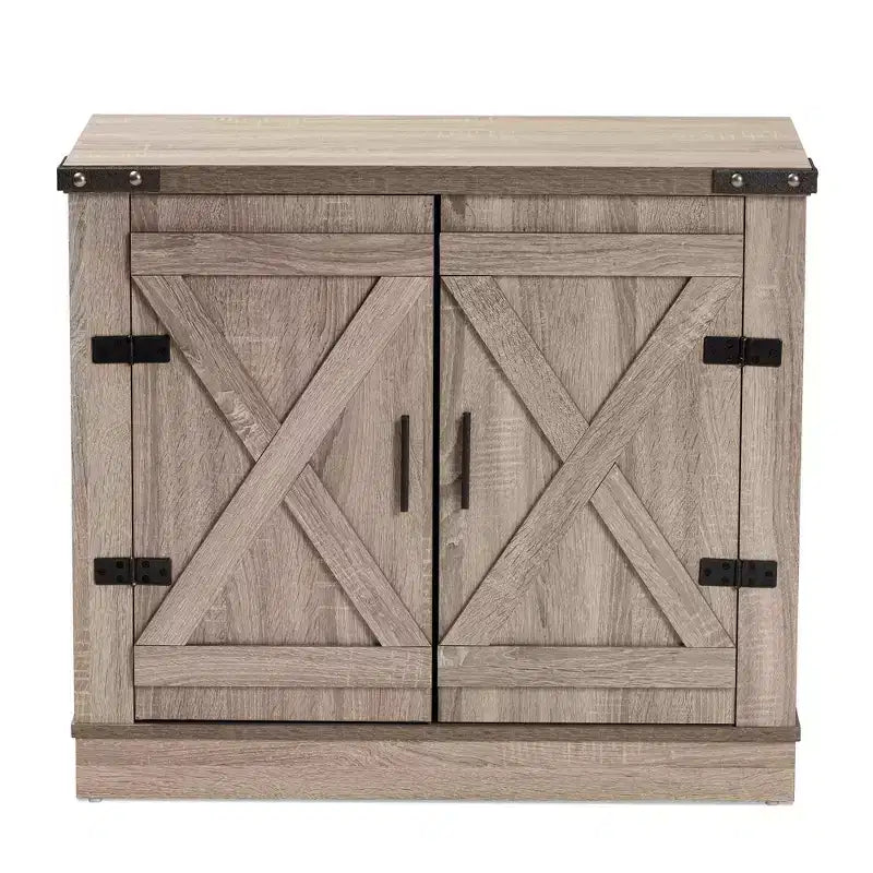 Scarpiera a 2 ante in legno stile rustico, rovere marrone