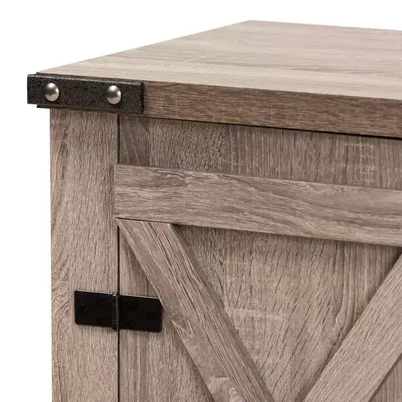 Scarpiera a 2 ante in legno stile rustico, rovere marrone