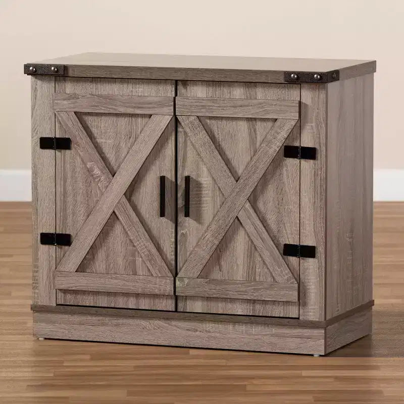 Scarpiera a 2 ante in legno stile rustico, rovere marrone