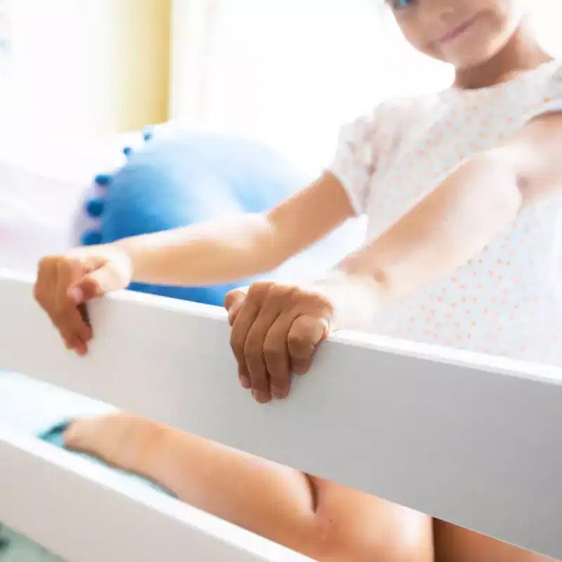 Letto a castello a L una piazza e mezza con libreria per bambini