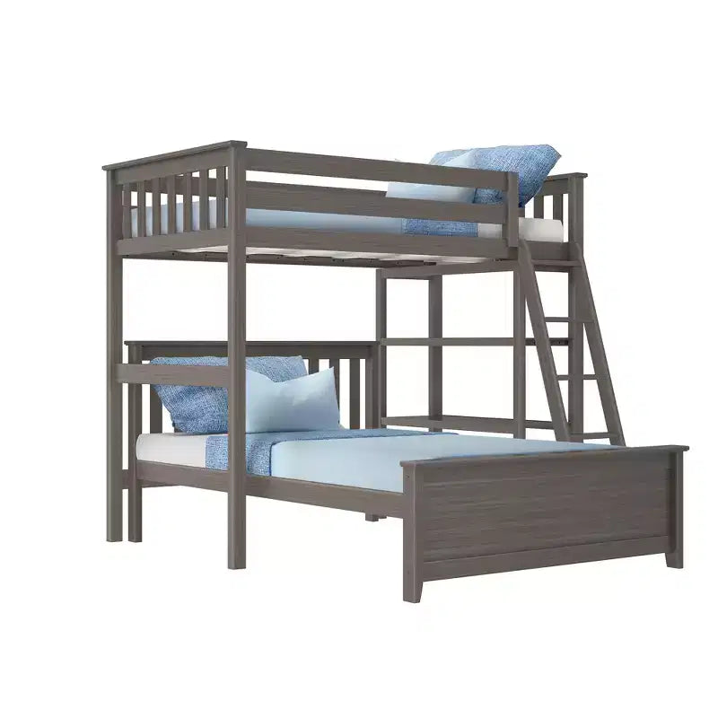 Letto a castello a L una piazza e mezza con libreria per bambini