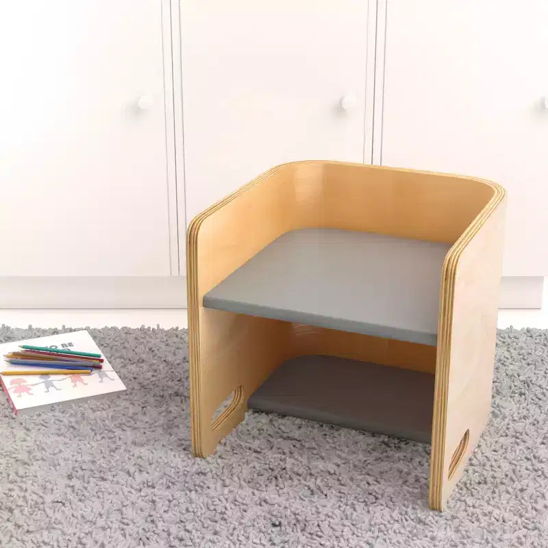 Sedia per bambini multiuso Bentwood – Seggiolina cubo in legno 3 in 1 per bambini