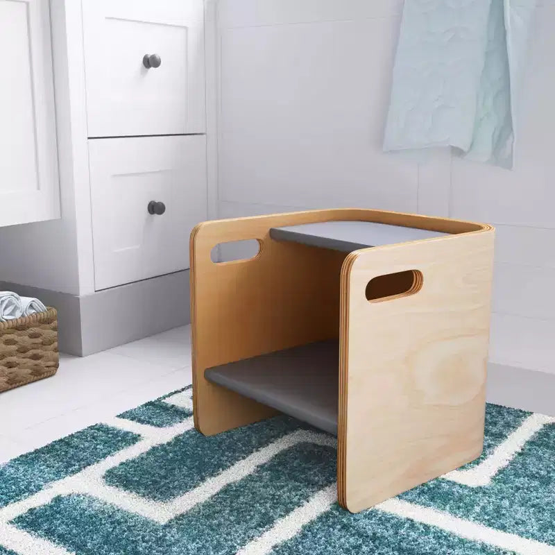 Sedia per bambini multiuso Bentwood – Seggiolina cubo in legno 3 in 1 per bambini