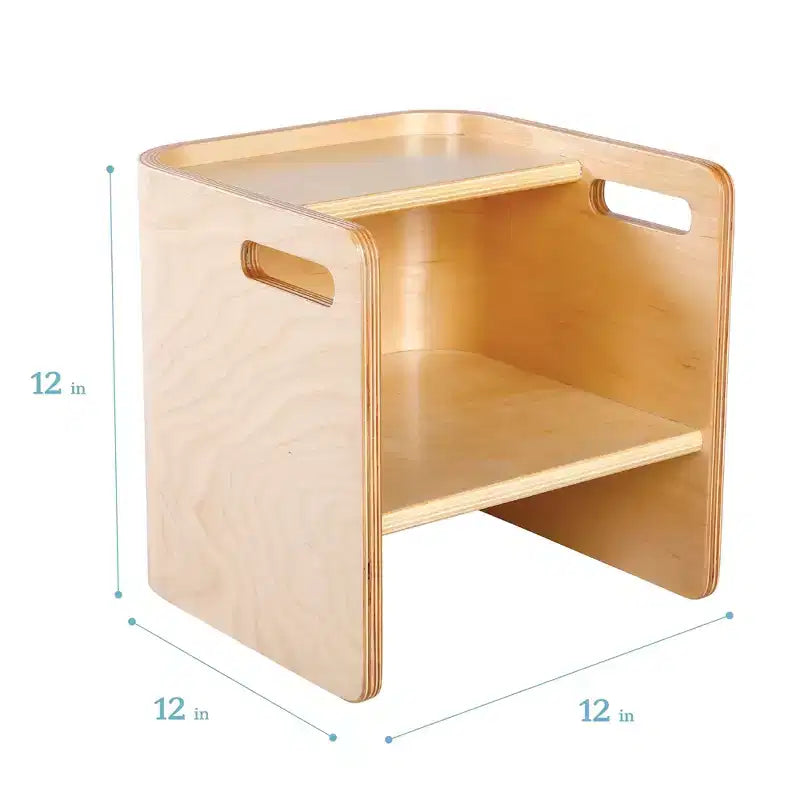 Sedia per bambini multiuso Bentwood – Seggiolina cubo in legno 3 in 1 per bambini