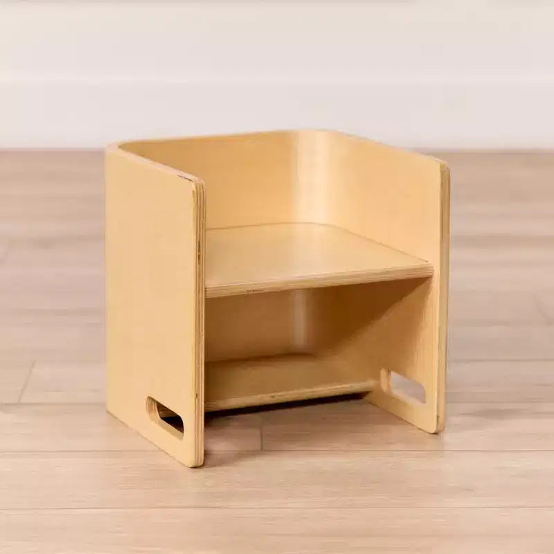 Sedia per bambini multiuso Bentwood – Seggiolina cubo in legno 3 in 1 per bambini