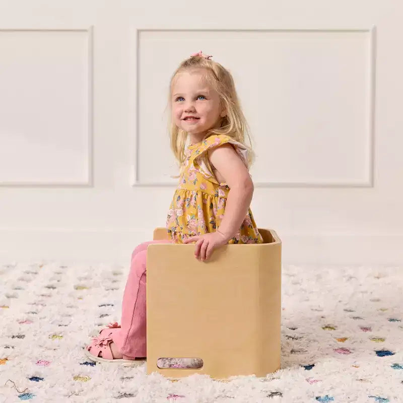 Sedia per bambini multiuso Bentwood – Seggiolina cubo in legno 3 in 1 per bambini