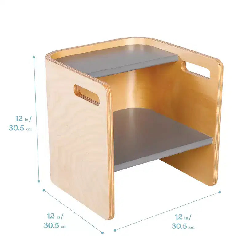 Sedia per bambini multiuso Bentwood – Seggiolina cubo in legno 3 in 1 per bambini