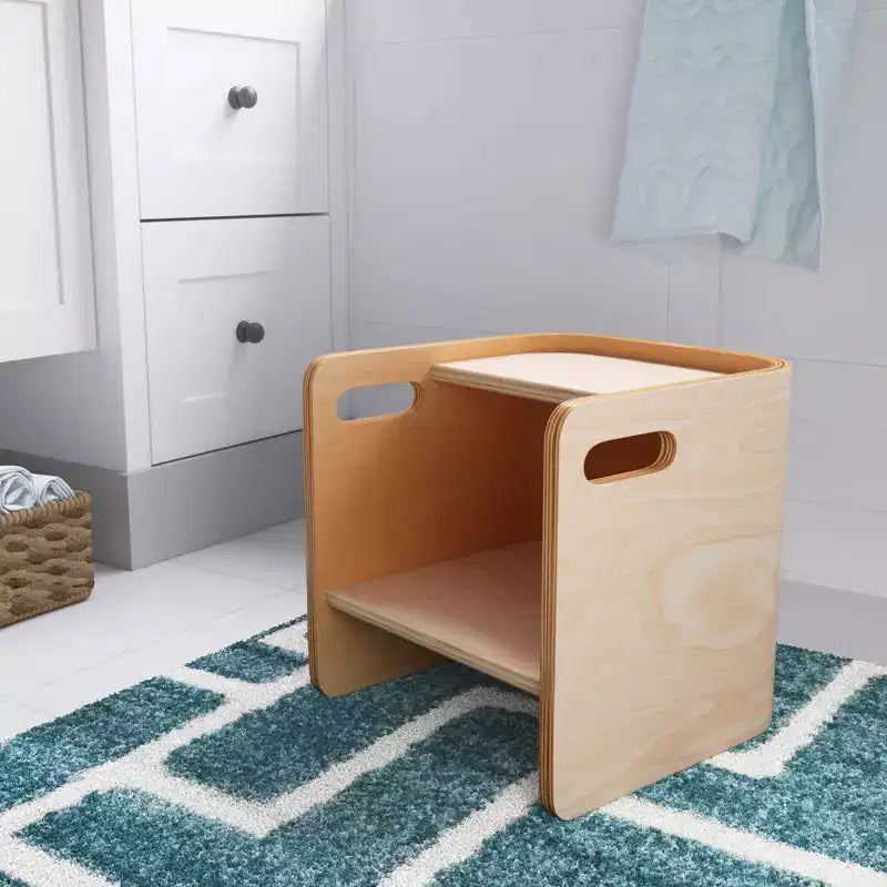 Sedia per bambini multiuso Bentwood – Seggiolina cubo in legno 3 in 1 per bambini