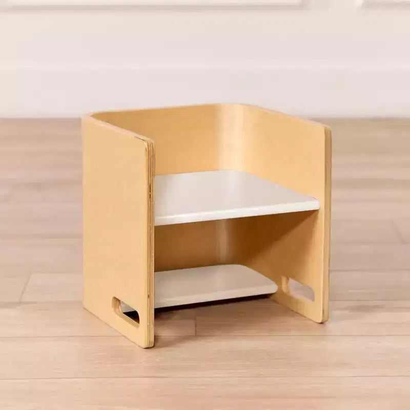 Sedia per bambini multiuso Bentwood – Seggiolina cubo in legno 3 in 1 per bambini