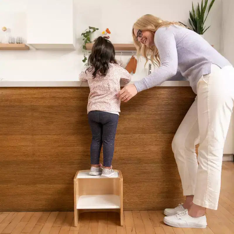 Sedia per bambini multiuso Bentwood – Seggiolina cubo in legno 3 in 1 per bambini