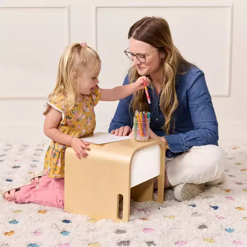 Sedia per bambini multiuso Bentwood – Seggiolina cubo in legno 3 in 1 per bambini