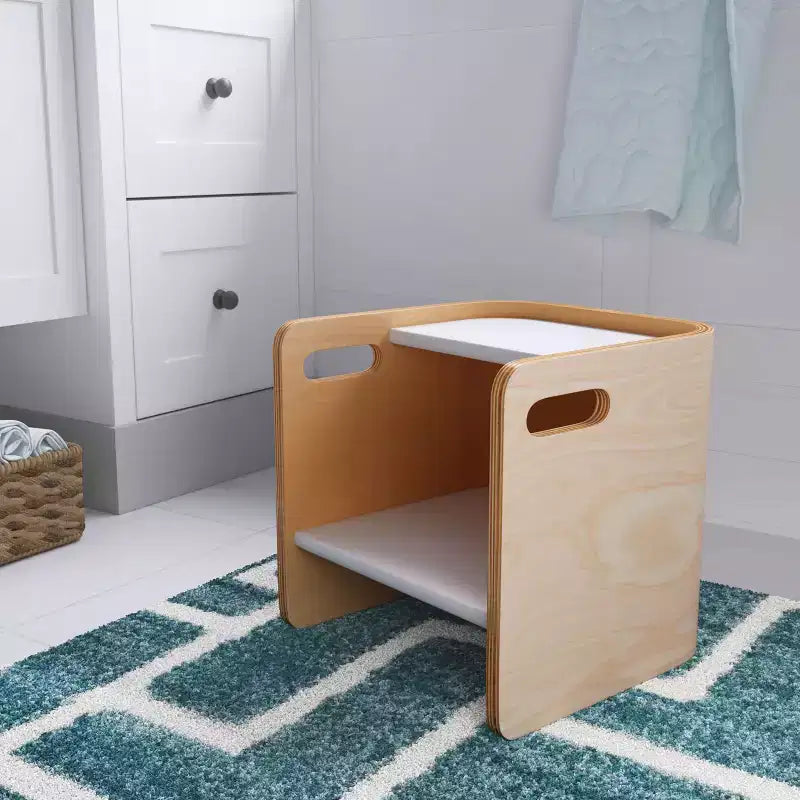 Sedia per bambini multiuso Bentwood – Seggiolina cubo in legno 3 in 1 per bambini