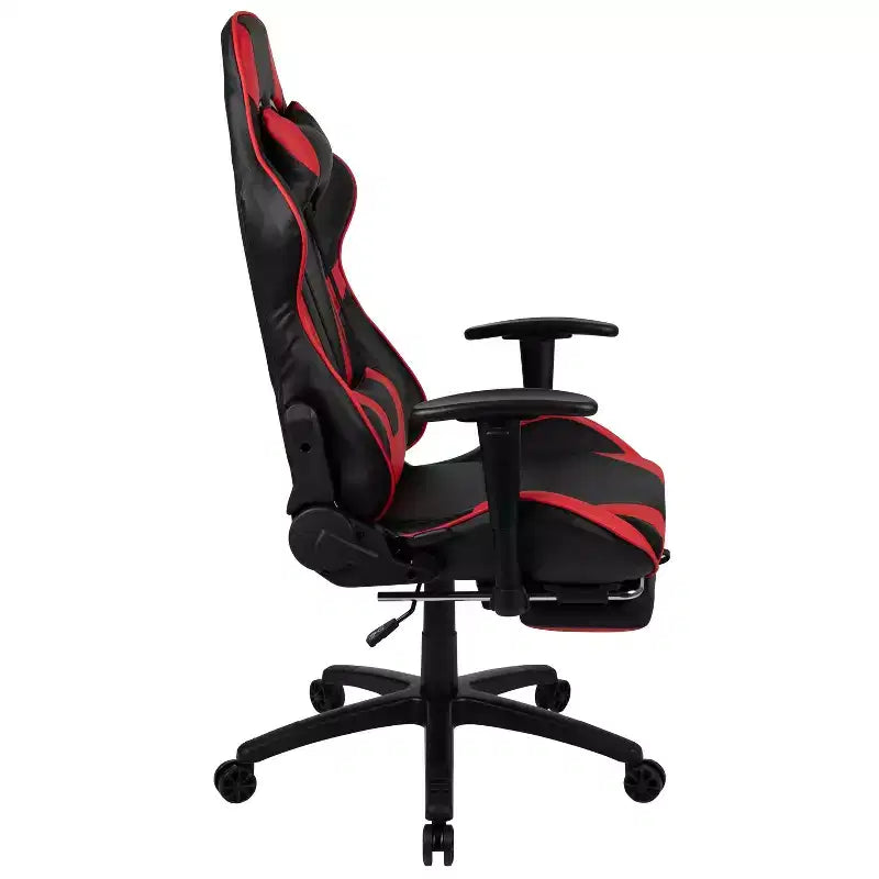 Sedia da gaming stile racing con schienale reclinabile e poggiapiedi estraibile